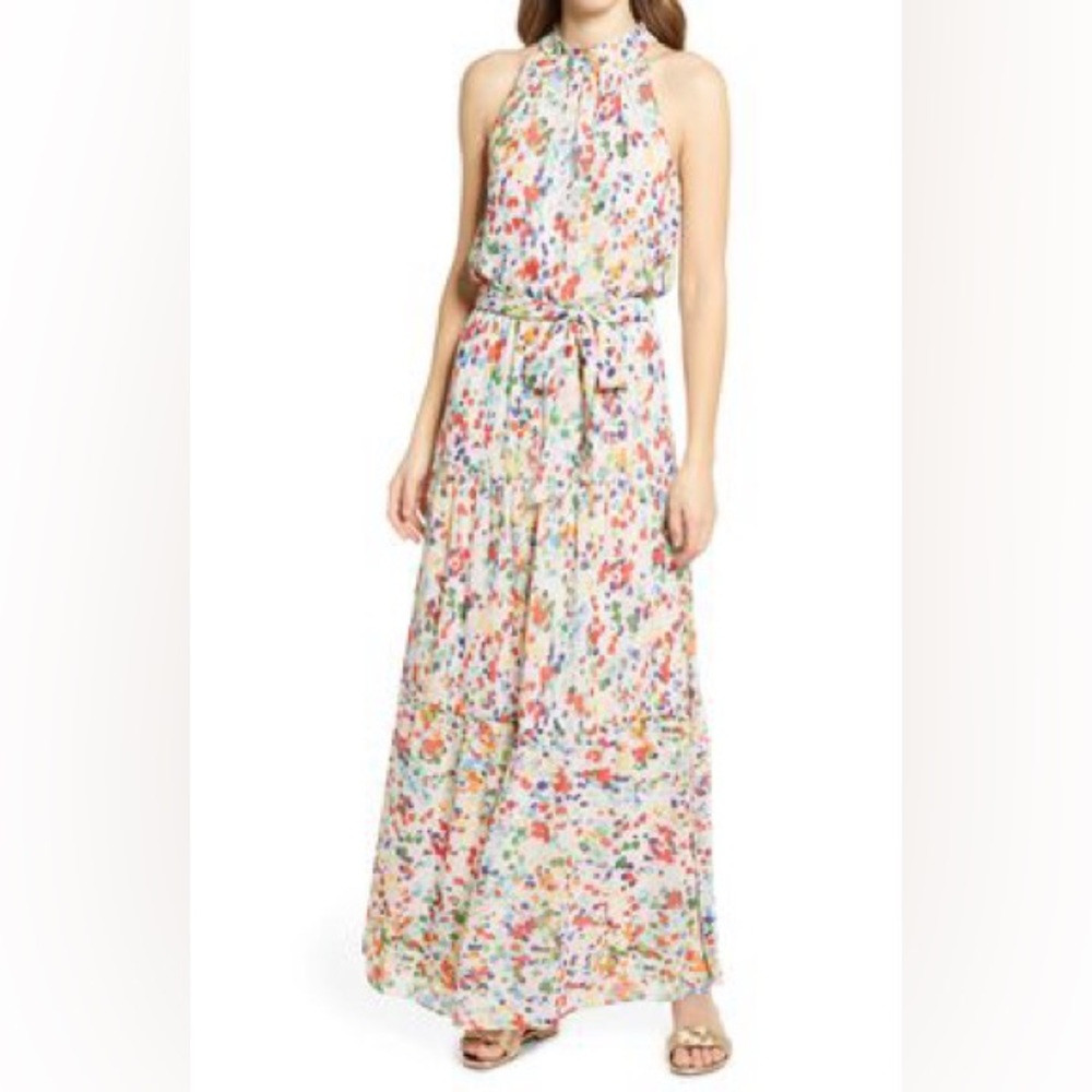 Julia Jordan‎ Print Belted Tiered Maxi Dress Size 8